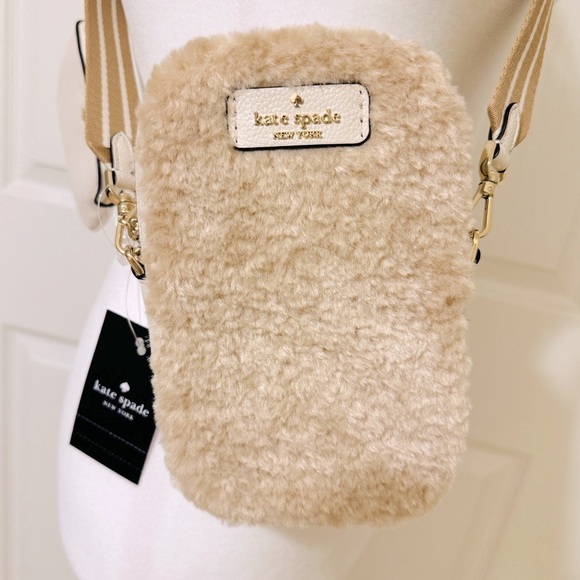 KATE SPADE Rosie Faux Shearling North South Crossbody Handbag NWT - Picture 11 of 16